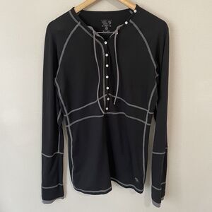 Mountain Hardwear Butter Shirt Womens S Black Henley Long Sleeve Hiking Outdoors